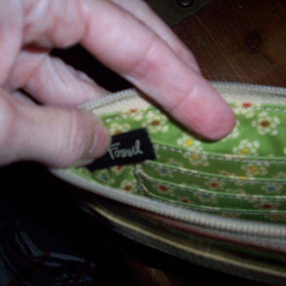 FOSSIL "Vintage" Coated Canvas Leather Trim Zip Around Wallet Mod Wristlet Pouch - Picture 6 of 6